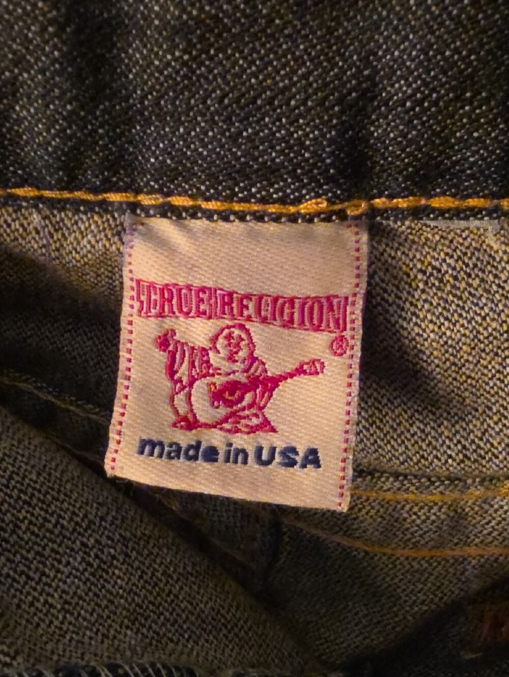 True Religion Dark Blue Denim Jean Shorts with Contrast Stitching - Picture 4 of 11